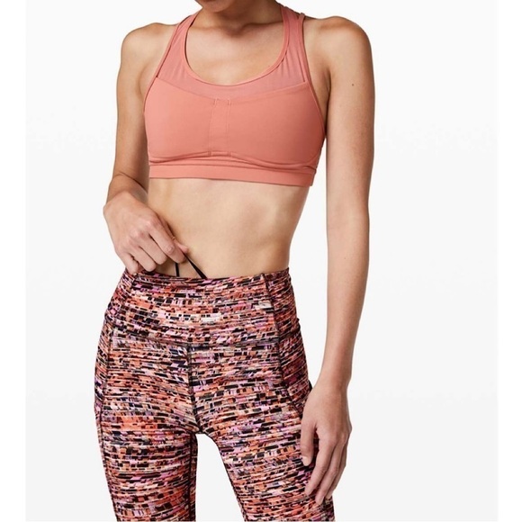 Lululemon Fast and Free Tight II 25" *nulux flash pleat orange multi - Picture 3 of 13